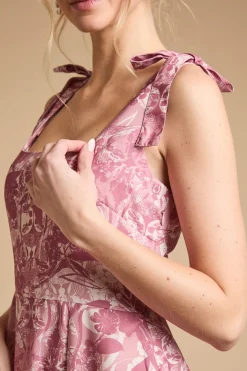 Robe Midi À Épaules Nouées Et Imprimé Floral Petite