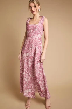 Robe Midi À Épaules Nouées Et Imprimé Floral Petite