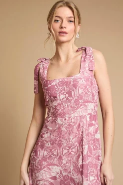 Robe Midi À Épaules Nouées Et Imprimé Floral Petite