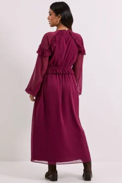Robe Midi Petite avec Détail d'Épaules Froncées