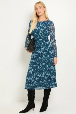 Robe Midi Petite Avec Détails De Coutures En Mesh