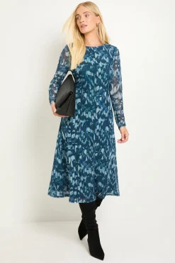 Robe Midi Petite Avec Détails De Coutures En Mesh