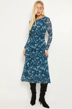 Robe Midi Petite Avec Détails De Coutures En Mesh