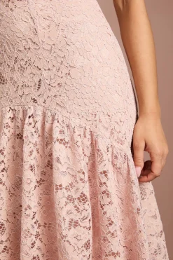 Coast Robe Midi Petite À Col Montant Avec Manches À Volants En Dentelle<Femme Toutes Les Robes|Robes Mi-Longues