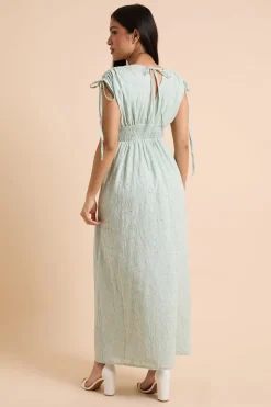 Robe Midi Petite À Corsage Froncé Avec Liens À Nouer