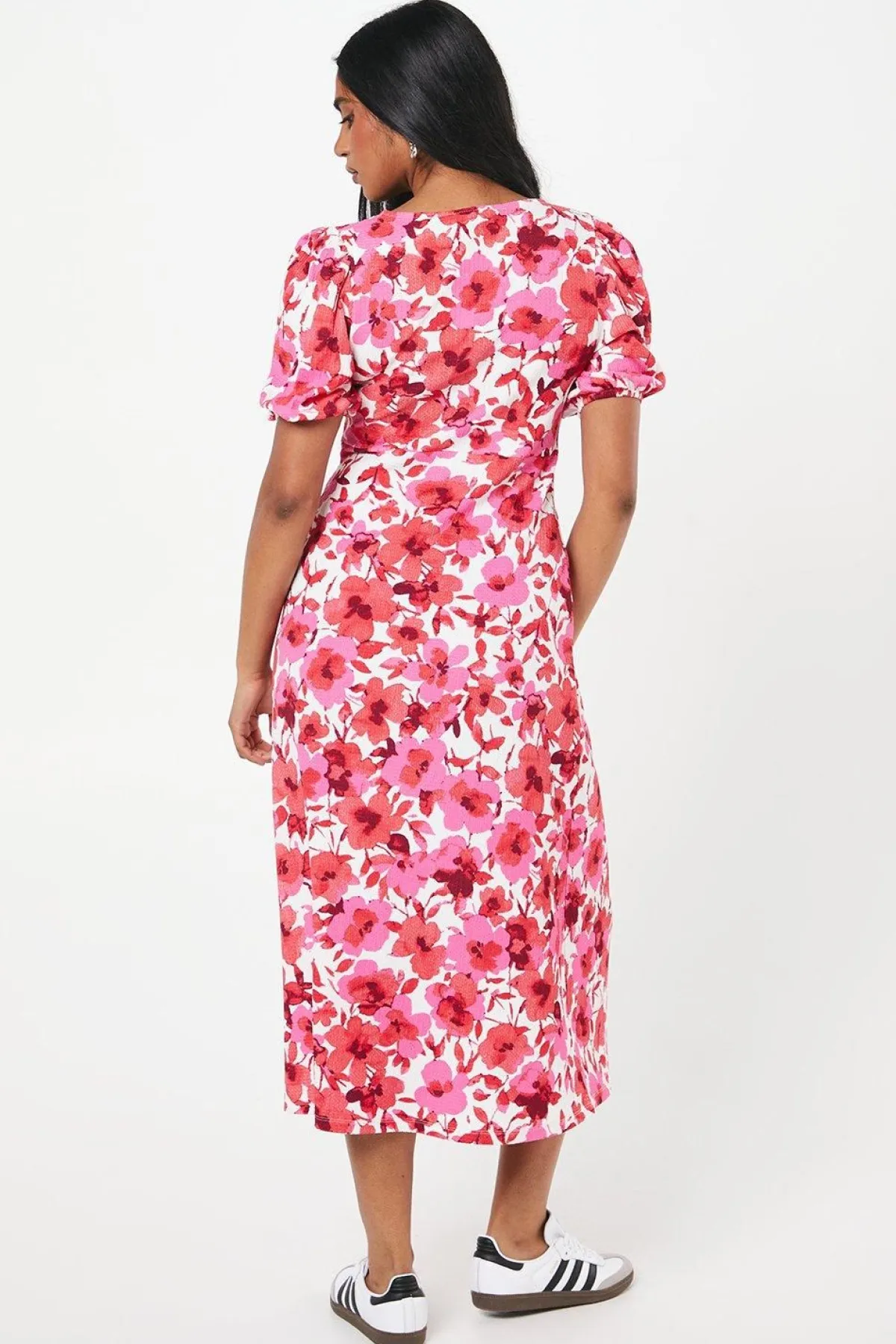 Dorothy Perkins Robe Midi Petite À Encolure Cœur Et Imprimé Rose<Femme Robes|Robes Mi-Longues