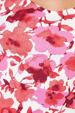 Dorothy Perkins Robe Midi Petite À Encolure Cœur Et Imprimé Rose<Femme Robes|Robes Mi-Longues