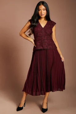 Coast Robe Midi Petite À Encolure En V Avec Corsage En Dentelle Et Basque<Femme Robes Mi-Longues|Satin Et Dentelle