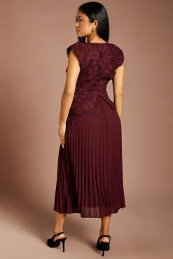 Coast Robe Midi Petite À Encolure En V Avec Corsage En Dentelle Et Basque<Femme Robes Mi-Longues|Satin Et Dentelle