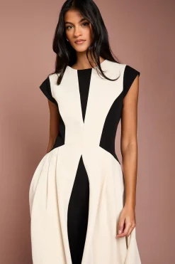 Coast Robe Midi Petite en Crêpe à Blocs de Couleur<Femme Robes|Robes Mi-Longues
