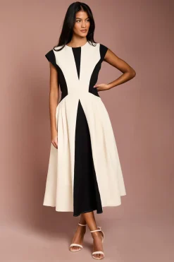Coast Robe Midi Petite en Crêpe à Blocs de Couleur<Femme Robes|Robes Mi-Longues