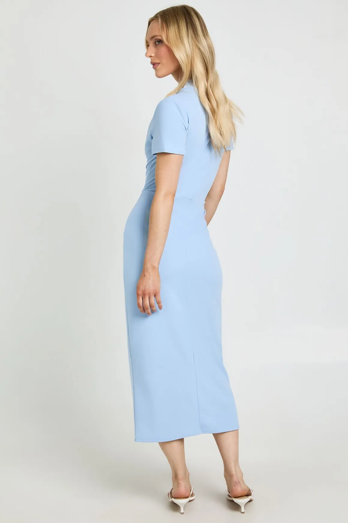 Robe Midi Petite En Crêpe À Col Montant