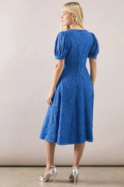 Robe Midi Petite en Dentelle à Col V Longueur Thé