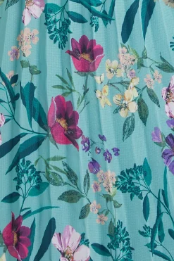Wallis Robe Midi Petite en Mousseline Florale à Manches Plissées<Femme Robes|Robes Mi-Longues
