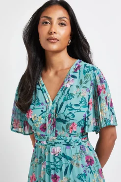 Wallis Robe Midi Petite en Mousseline Florale à Manches Plissées<Femme Robes|Robes Mi-Longues