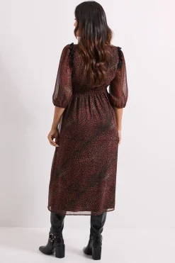 Dorothy Perkins Robe Midi Petite à Imprimé avec Manches Bouffantes et Finition Dentelle<Femme Robes Mi-Longues|Satin Et Dentelle