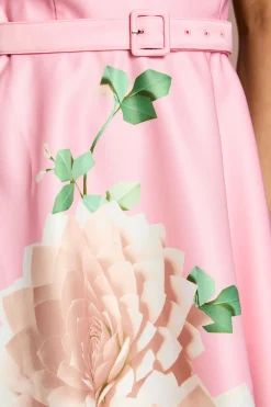 Robe Midi Petite Lisa Beige À Imprimé Floral Positionné Avec Ceinture