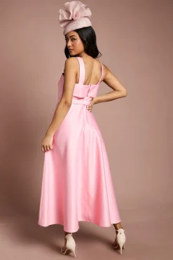 Robe Midi Petite Lisa Beige À Imprimé Floral Positionné Avec Ceinture