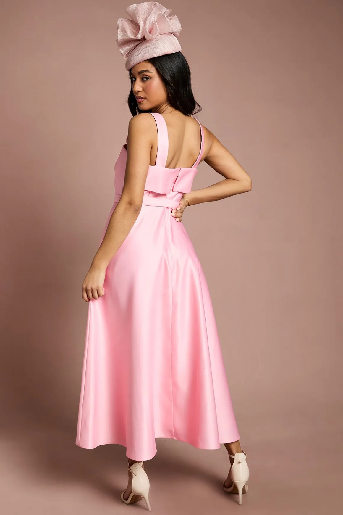 Robe Midi Petite Lisa Beige À Imprimé Floral Positionné Avec Ceinture