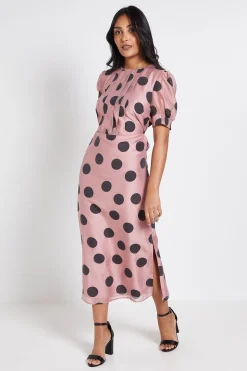 Robe Midi Petite À Manches Bouffantes Avec Détail Plissé