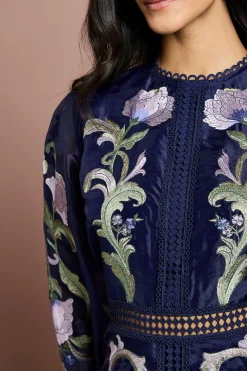 Coast Robe Midi Petite À Manches Bouffantes Brodée<Femme Toutes Les Robes|Robes Mi-Longues