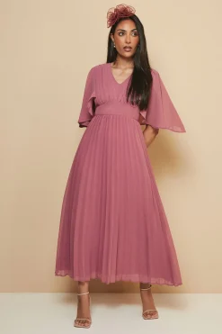 Wallis Robe Midi Petite à Manches Cape Plissées<Femme Toutes Les Robes|Robes D’Automne