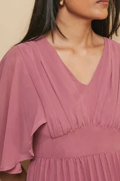 Wallis Robe Midi Petite à Manches Cape Plissées<Femme Toutes Les Robes|Robes D’Automne