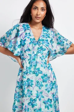Wallis Robe Midi Petite à Manches Cape et Motif Floral Dévoré<Femme Toutes Les Robes|Robes Mi-Longues