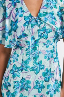 Wallis Robe Midi Petite à Manches Cape et Motif Floral Dévoré<Femme Toutes Les Robes|Robes Mi-Longues