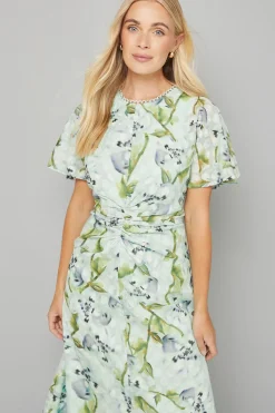 Wallis Robe Midi Petite à Manches Cape en Jacquard Floral<Femme Robes|Robes Mi-Longues