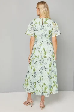 Wallis Robe Midi Petite à Manches Cape en Jacquard Floral<Femme Robes|Robes Mi-Longues