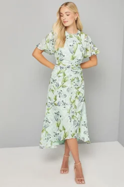Wallis Robe Midi Petite à Manches Cape en Jacquard Floral<Femme Robes|Robes Mi-Longues