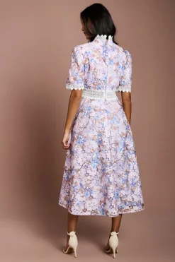 Coast Robe Midi Petite À Manches Courtes Avec Détails De Dentelle Imprimée<Femme Toutes Les Robes|Robes Mi-Longues