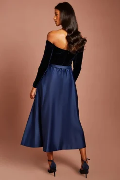 Coast Robe Midi Petite À Manches Longues Col Bardot Et Jupe Évasée<Femme Robes Mi-Longues|Robes À Manches Longues