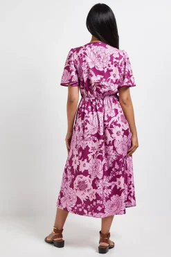 Robe Midi Petite à Manches Évasées et Fermeture Éclair