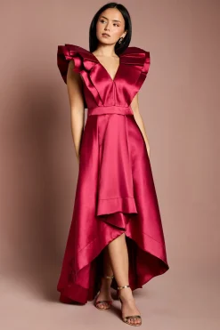 Coast Robe Midi Petite à Manches Volantées et Col en V<Femme Robes|Robes Mi-Longues