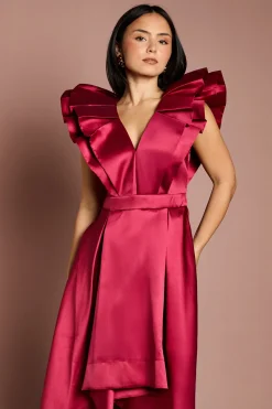 Coast Robe Midi Petite à Manches Volantées et Col en V<Femme Robes|Robes Mi-Longues