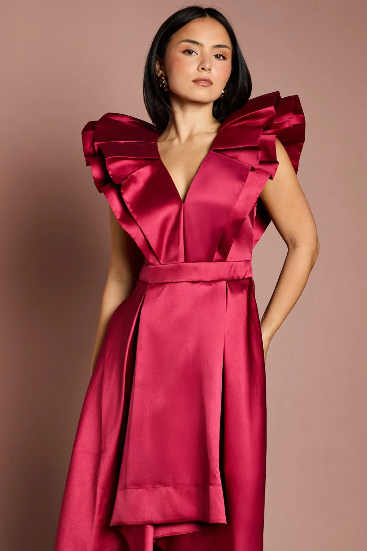 Coast Robe Midi Petite à Manches Volantées et Col en V<Femme Robes|Robes Mi-Longues