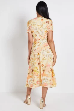 Wallis Robe Midi Petite À Motif Floral Dobby Avec Nœud Devant<Femme Robes|Robes Mi-Longues