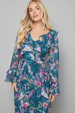 Wallis Robe Midi Petite à Motifs Floraux avec Volants et Ceinture<Femme Robes|Robes À Manches Longues