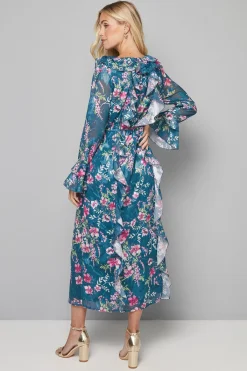 Wallis Robe Midi Petite à Motifs Floraux avec Volants et Ceinture<Femme Robes|Robes À Manches Longues