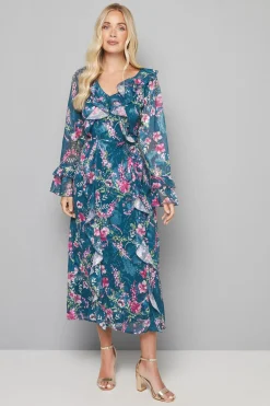 Wallis Robe Midi Petite à Motifs Floraux avec Volants et Ceinture<Femme Robes|Robes À Manches Longues