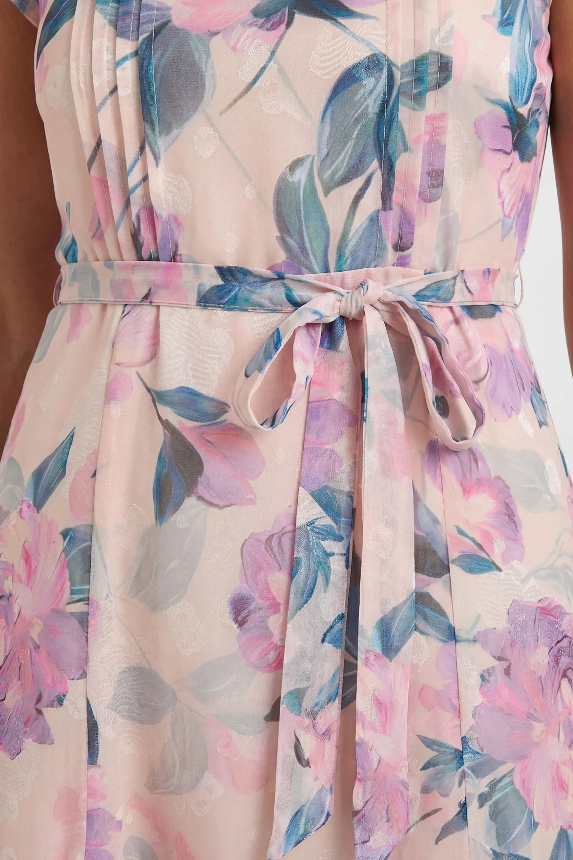 Robe Midi Petite À Plis Nervurés Et Imprimé Floral Dévoré