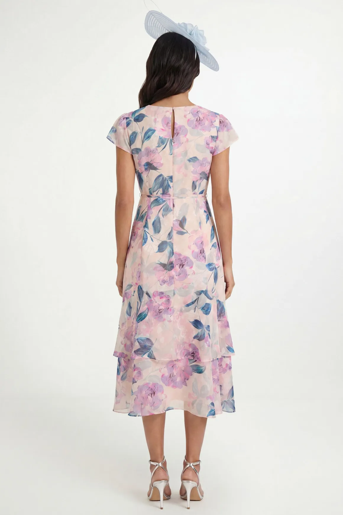 Robe Midi Petite À Plis Nervurés Et Imprimé Floral Dévoré