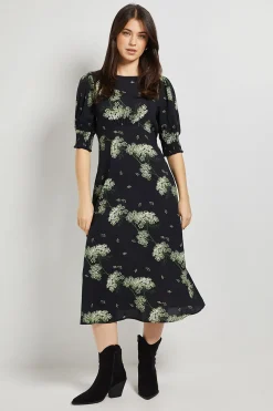 Robe Midi Petite À Poignets Froncés