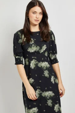 Robe Midi Petite À Poignets Froncés
