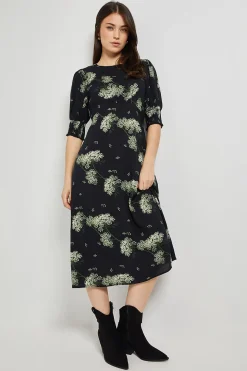 Robe Midi Petite À Poignets Froncés