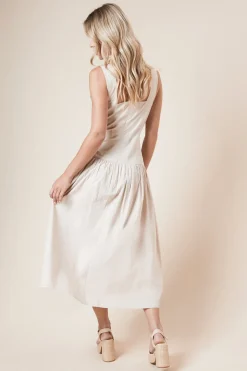 Robe Midi Petite à Taille Basse et Bretelles