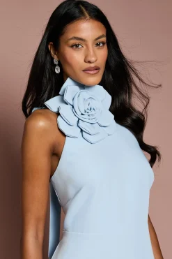 Robe Midi Petite Taille À Col Montant Avec Détail Corsage