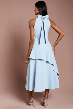 Robe Midi Petite Taille À Col Montant Avec Détail Corsage
